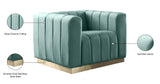 Marlon Velvet Chair - Luxurious Comfort with Channel Tufting and Elegant Brushed Gold Base Design