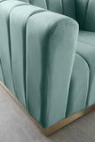 Marlon Velvet Chair - Luxurious Comfort with Channel Tufting and Elegant Brushed Gold Base Design