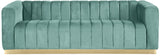 Marlon Velvet Sofa - Luxurious Channel Tufted Seating with Brushed Gold Base for Modern Elegance