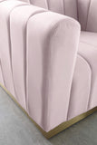 Marlon Velvet Chair - Luxurious Comfort with Channel Tufting and Elegant Brushed Gold Base Design