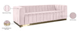 Marlon Velvet Sofa - Luxurious Channel Tufted Seating with Brushed Gold Base for Modern Elegance