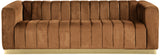 Marlon Saddle Velvet Sofa - Luxe Comfort with Deep Channel Tufting & Stunning Gold Base Design