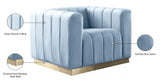 Marlon Velvet Chair - Luxurious Comfort with Channel Tufting and Elegant Brushed Gold Base Design