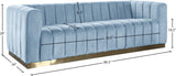 Marlon Velvet Sofa - Luxurious Channel Tufted Seating with Brushed Gold Base for Modern Elegance