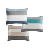 Striped Comforter Set with Bed Sheets, Taupe/Grey