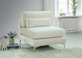 Julia Modular Armless Chair - Cozy Contemporary Design with Customizable Gold and Chrome Legs