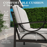 2 Pieces Outdoor Single Sofa, Patio Metal Armchair