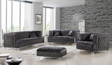 Lucas Acrylic Contemporary Loveseat with Tufted Velvet, Nailhead Trim, and Chic Clear Legs for Elegance