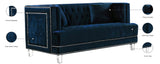 Lucas Acrylic Contemporary Loveseat with Tufted Velvet, Nailhead Trim, and Chic Clear Legs for Elegance
