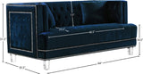 Lucas Acrylic Contemporary Loveseat with Tufted Velvet, Nailhead Trim, and Chic Clear Legs for Elegance