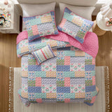 Floral Patchwork Quilt Set, Pink