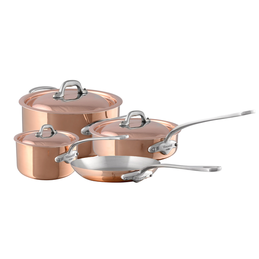 Mauviel M'Heritage M'150 S Copper 7-Piece Cookware Set With Cast Stainless Steel Handles And Curved Lid