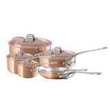 Mauviel M'Heritage M'150 S Copper 10-Piece Copper Cookware Set With Cast Stainless Steel Handles And Curved Lid