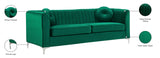Isabelle Velvet Contemporary Sofa - Luxurious Upholstery with Chrome Legs & Cozy Throw Pillows