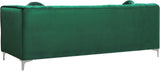 Isabelle Velvet Contemporary Sofa - Luxurious Upholstery with Chrome Legs & Cozy Throw Pillows