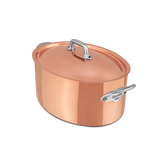 Mauviel M'Heritage M'150 S Copper Oval Stewpan With Lid, Cast Stainless Steel Handles, 7.2-Qt