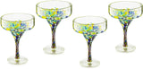 Mexican Design Hand Blown Margarita Glass – Set of 4 (Confetti Margarita)