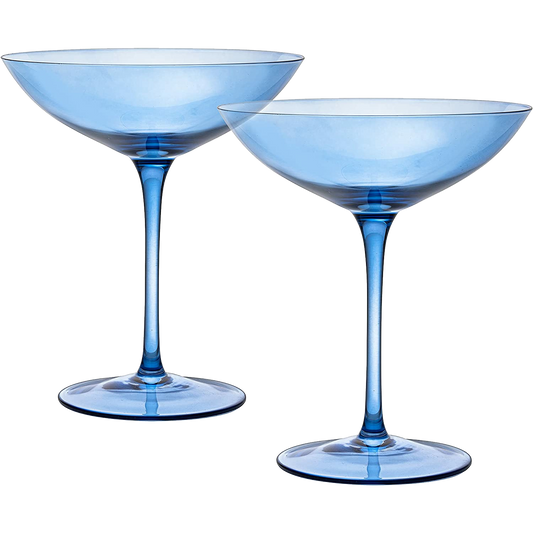 Champagne Coupes 12oz - (2, Cobalt Blue)