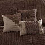 7 Piece Micro Corduroy Comforter Set, Brown