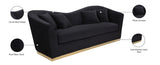 Arabella Contemporary Sofa with Gold Accents, Curved Back Design & Cozy Throw Pillows for Relaxation