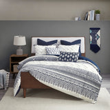 Tufted 3-Piece Comforter or Duvet Cover Set, Navy Blue