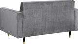 Lola Contemporary Loveseat with Channel Tufting and Elegant Black Legs for Modern Living Spaces