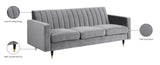 Lola Contemporary Sofa - Stylish Channel Tufted Design with Elegant Black Legs and Gold Tips