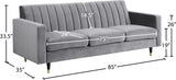 Lola Contemporary Sofa - Stylish Channel Tufted Design with Elegant Black Legs and Gold Tips