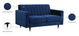 Lola Contemporary Loveseat with Channel Tufting and Elegant Black Legs for Modern Living Spaces