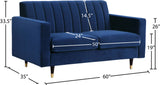 Lola Contemporary Loveseat with Channel Tufting and Elegant Black Legs for Modern Living Spaces