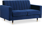 Lola Contemporary Loveseat with Channel Tufting and Elegant Black Legs for Modern Living Spaces