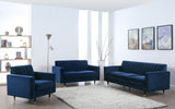 Lola Contemporary Loveseat with Channel Tufting and Elegant Black Legs for Modern Living Spaces