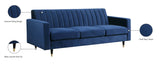 Lola Contemporary Sofa - Stylish Channel Tufted Design with Elegant Black Legs and Gold Tips
