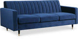 Lola Contemporary Sofa - Stylish Channel Tufted Design with Elegant Black Legs and Gold Tips