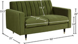 Lola Contemporary Loveseat with Channel Tufting and Elegant Black Legs for Modern Living Spaces