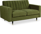 Lola Contemporary Loveseat with Channel Tufting and Elegant Black Legs for Modern Living Spaces