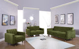 Lola Contemporary Loveseat with Channel Tufting and Elegant Black Legs for Modern Living Spaces