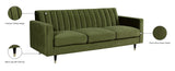 Lola Contemporary Sofa - Stylish Channel Tufted Design with Elegant Black Legs and Gold Tips