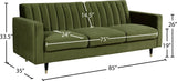 Lola Contemporary Sofa - Stylish Channel Tufted Design with Elegant Black Legs and Gold Tips