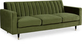 Lola Contemporary Sofa - Stylish Channel Tufted Design with Elegant Black Legs and Gold Tips