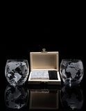 Whiskey Decanter Globe Set with 2 Etched Whiskey Glasses - 850ml