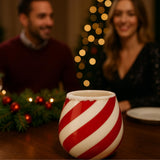 Red Swirl Christmas Ceramic Stemless Shot Glasses | Set of 4 | 6oz