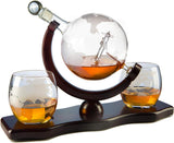 Etched World Decanter Whiskey Globe