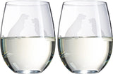 Set of 2 Golden Retriever Dog Stemless Wine Glasses