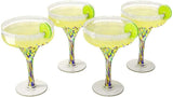 Mexican Design Hand Blown Margarita Glass – Set of 4 (Confetti Margarita)