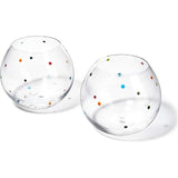 Polka Dot Set of 2 Stemless Bubble Wine Glasses 18 oz