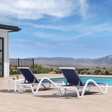 PURPLE LEAF Patio Chaise Lounge Chair Outdoor Plastic Textilene Sun Bathing Recliner Tanning Pool Lounger with 6 Adjustable Position for Outside Beach in-Pool Lawn Poolside
