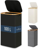 Fine Living 85L Slim Laundry Hamper with Lid & Handles, black
