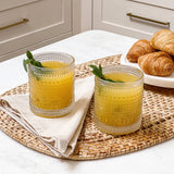 10 oz Textured Beaded Clear Drinking Glasses Set of 6