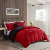 Plush To Sherpa Winter Comforter Set, Red